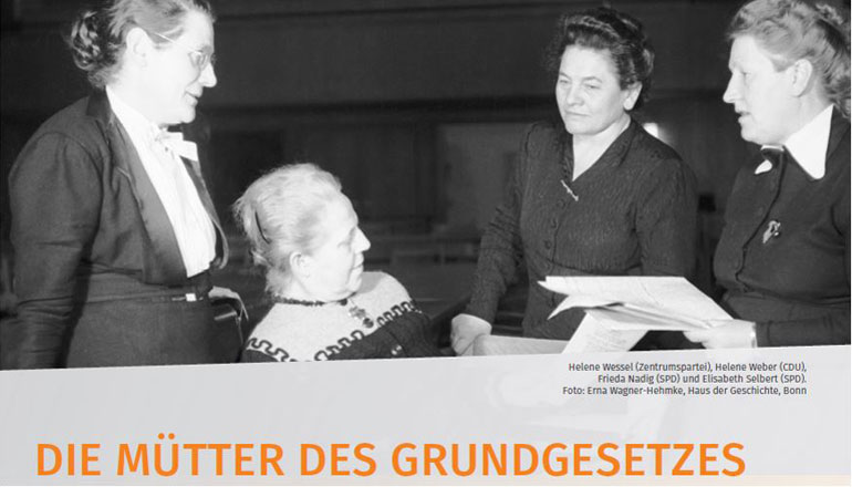 Mütter des Grundgesetzes - Titelbild der Ausstellung des BMFSFJ