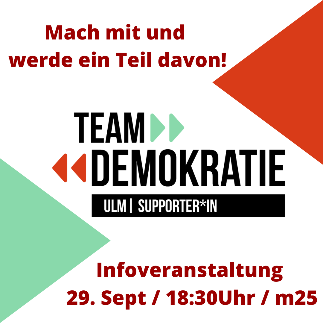 Werbung für das TeamDemokratieUlm, Infoveranstaltung am 29.September