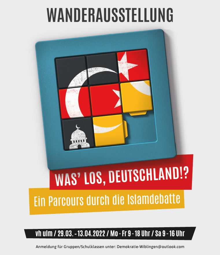 Logo der Ausstellung "Was' los Deutschland!?" und Zeitraum